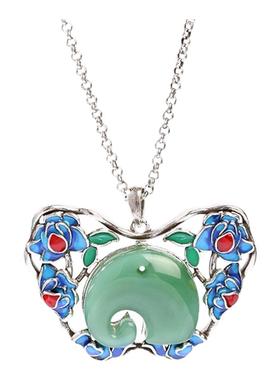 网红直播供货国潮电镀泰银工艺富贵吉祥大象平安锁仿玉石锁骨项链