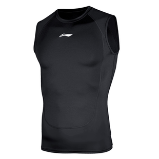 李宁健身背心男无袖T恤高弹紧身速干衣运动跑步套装篮足球训练服