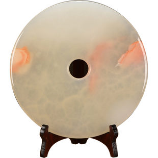 天然玉石阿富汗玉平安扣摆件 酒柜装饰品 客厅办公室 博古架摆件