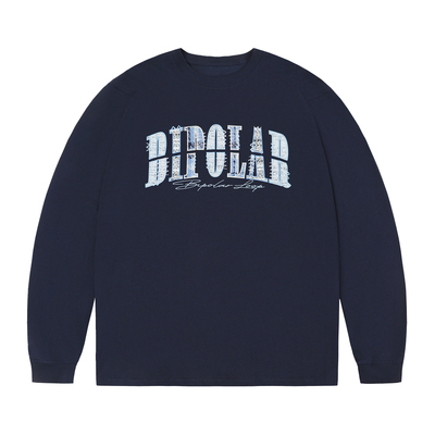 BIPOLAR蓝白灰三拼贴布长袖