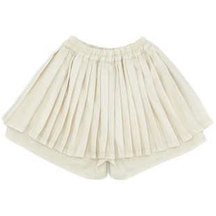 墨宝童装_old school拼接撞螺纹高飞狗上衣+百搭王杏白色百褶裙裤