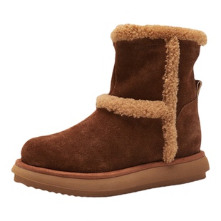 Nine West/玖熙羊羔毛雪地靴女厚底松糕显腿长日常加绒保暖短筒靴