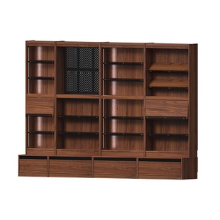 出乎生活家具和序组合书柜黑胡桃木客厅轻奢书柜靠墙展示柜储物柜