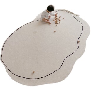 地毯客厅异形奶油风地毯秋冬地垫加厚仿羊绒不规则卧室床边地垫