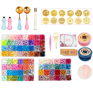 小蜡烛火漆印章套装全套蜡粒火星印章新手便宜信封封口火鸡火气印章头工具咕卡贴纸女孩火漆六一儿童节送孩子