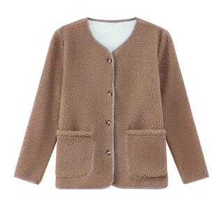 中老年女装加绒加厚颗粒绒外套大码妈妈秋冬新款保暖仿羊羔毛上衣