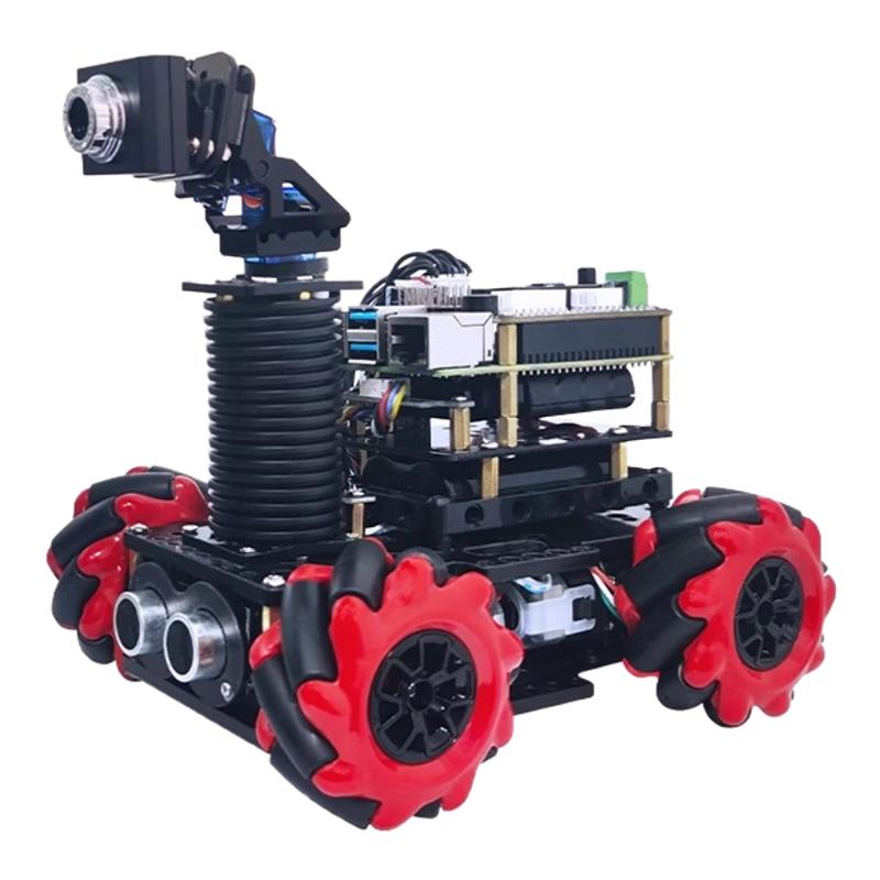 树莓派4B智能小车麦克娜姆轮循迹避障python编程遥控竞赛平衡小车