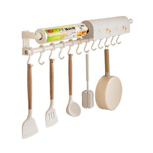 卡贝厨房挂钩免打孔多功能排钩置物架毛巾挂杆勺子锅铲收纳架