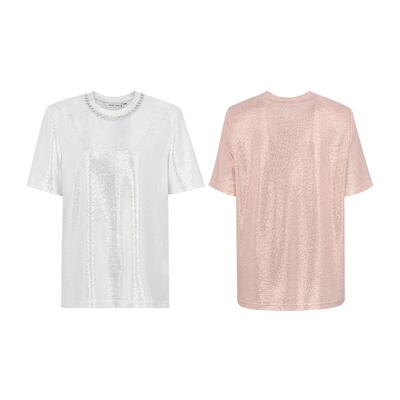 女轻奢粉光派对钻链T恤