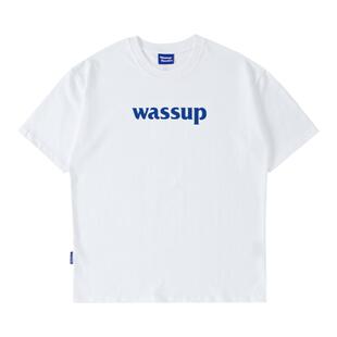 WASSUP HEODS简约t恤国潮流夏季纯色纯棉休闲字母上衣男女装潮牌