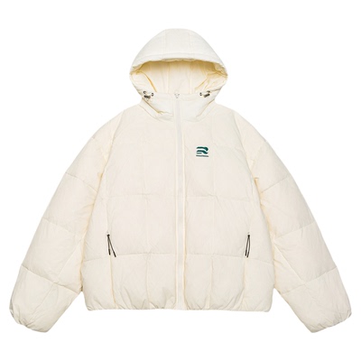 GOGOSOON羽绒服男新2025冬白色外套短款连帽面包服高级感90白鸭绒