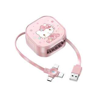可爱100W苹果华为伸缩二合一充电线iphone三头收纳适用vivo小米oppo安卓荣耀三星type-c通用超级快充数据线