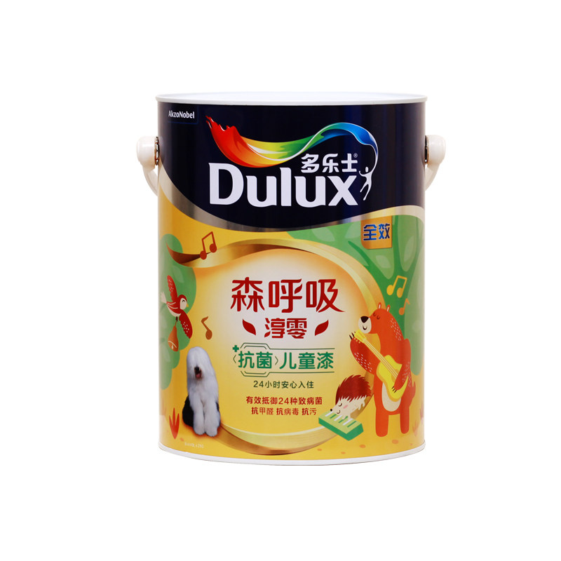多乐士森呼吸淳零竹炭全效儿童漆抗菌护敏无添加室内环保乳胶漆5L