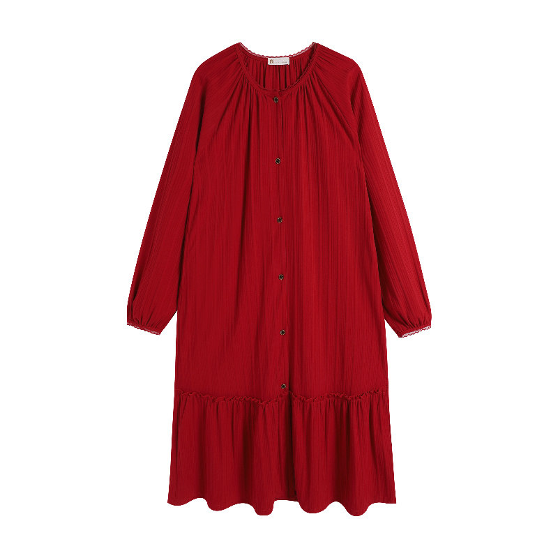 春秋季纯棉情侣红色婚庆款家居服