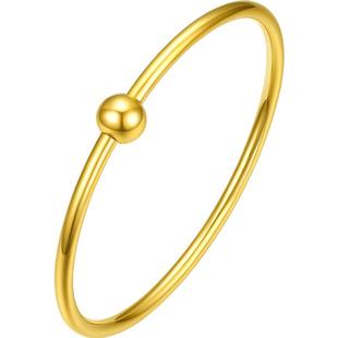 周六福转运珠黄金手镯女款传承素圈金镯子结婚计价足金新年礼物