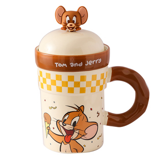 生日礼物水杯猫和老鼠联名陶瓷马克杯送闺蜜情侣带盖杯子伴手礼品