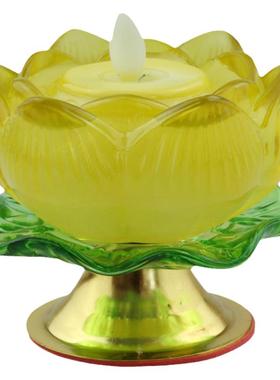 七彩琉璃电子供灯仿真莲花蜡烛