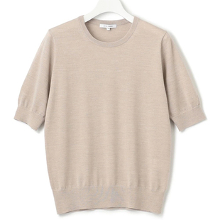 23区日系春季通勤直筒纯羊毛圆领短袖毛衣内搭针织毛衫商场同款