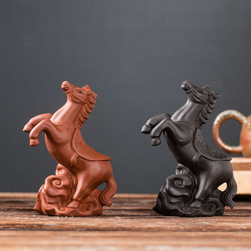 手工原矿紫砂招财茶宠十二生肖午马茶玩精品摆件可养创意变色茶道