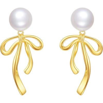 周六福S925银珍珠耳钉甜美女