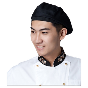 厨师帽服务员贝雷帽夏透气网帽印字西餐厅饭店餐饮男女工作帽定制