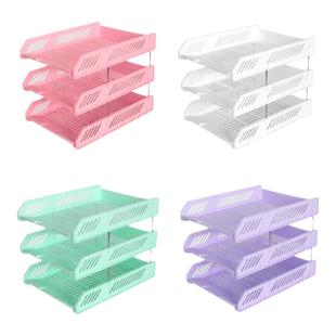 书架文件架三层横向式桌面收纳办公室文件栏a4文件框筐档案袋文件盘收纳盒办公桌置物架收纳架立式重要文件