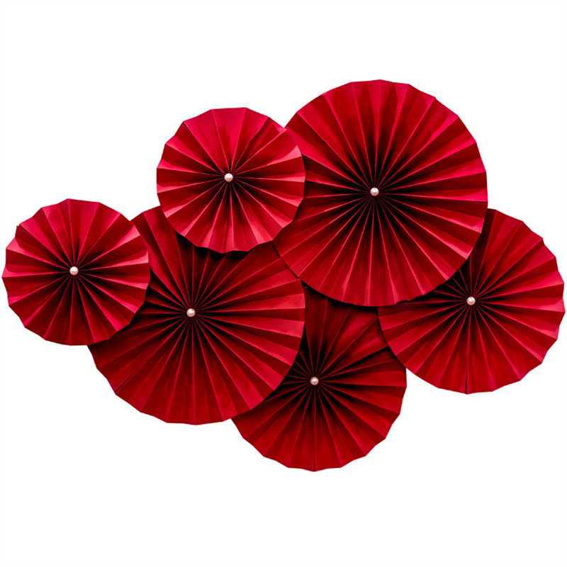 纸扇花橱窗布置春节派对新年装饰