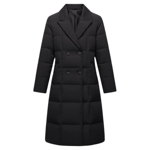 富家公子风西装领中长款羽绒服女冬季商务保暖外套棉袄衣proudfox