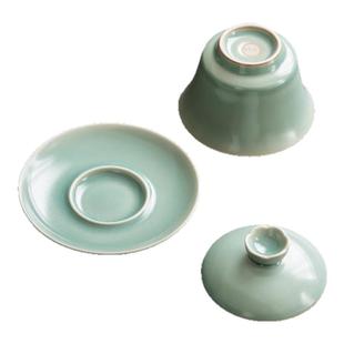 汝山明汝瓷仿古豆青釉寻隐三才盖碗功夫茶具高档汝窑可定制礼盒装