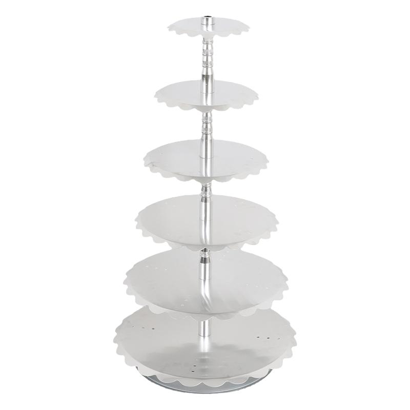 婚庆加厚多层铝合金生日蛋糕架烘焙展示支架6层8层10层单柱蛋糕架