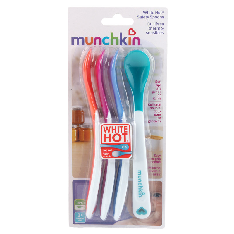 美国Munchkin感温勺满趣健新生婴儿变色软头勺子辅食麦肯硅胶齐
