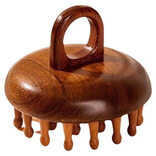 高端檀木指环圆盘按摩梳经络梳头部头皮毛囊疏通神器养发梳子穴位