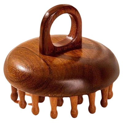 高端檀木指环按摩梳经络梳圆盘头部头皮毛囊疏通神器养发梳子穴位