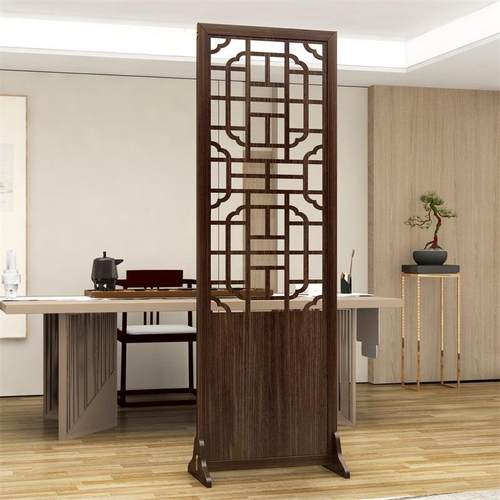 15新中式屏风隔断客厅折叠移动屏障镂空中国卧室分割风入户神器实