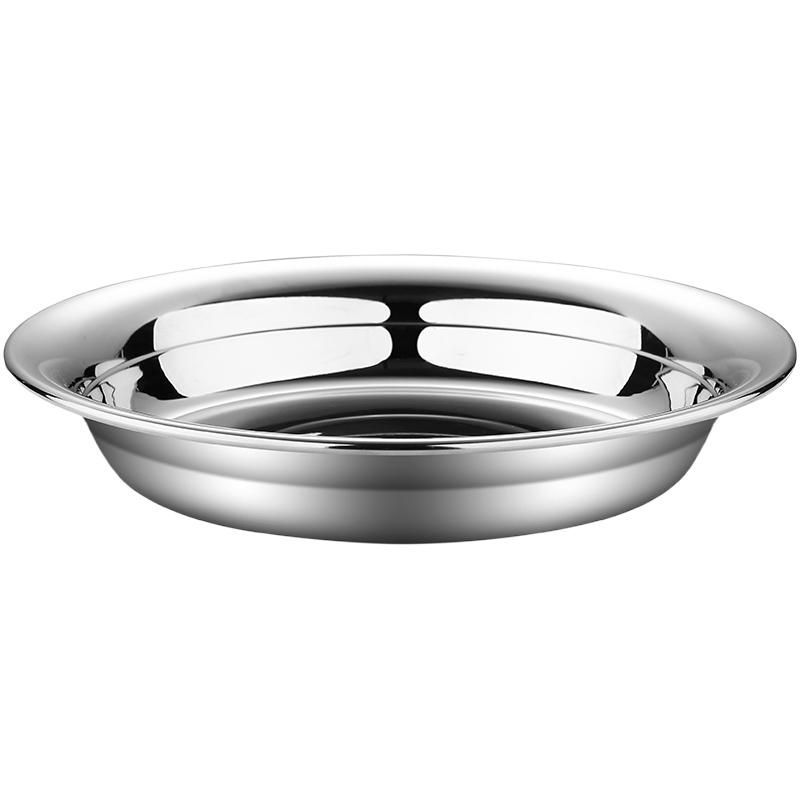 顺达圆盘304不锈钢盘子家用加厚食品级菜盘菜碟子圆形平底深餐盘