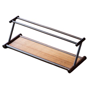 画续复古雅风竹制双层博古架家用中式茶具架新中式茶杯架茶壶架