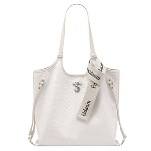 韩系STK白蛇断处旅行皮包蛇皮纹手提包托特包潮大容量单肩包大包