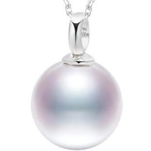 黛米珠宝 寻霜9-12mm圆形淡水珍珠项链S925银单颗大吊坠女-配证书