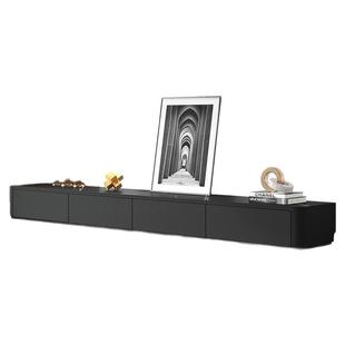 岩板电视柜茶几组合现代简约客厅家用新款黑色46cm实木落地电视柜