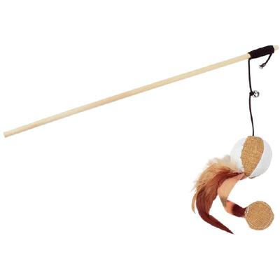 神器木质老鼠宠物用品羽毛逗猫棒