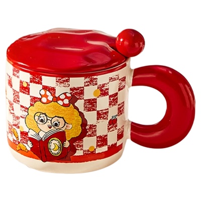 墨色陶瓷马克杯带盖带勺高颜值