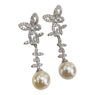 【灵动蝴蝶】法式优雅施家澳白珍珠耳环轻奢高级感长款小香风耳坠