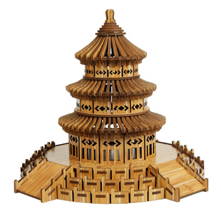 迪爱歪木质建筑模型乌篷船3diy积木制拼图创意手工红船学生日玩具