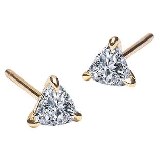 【培育】VRAI/芮爱 极简爪镶三角钻石真钻耳钉耳饰单钻18K金国检