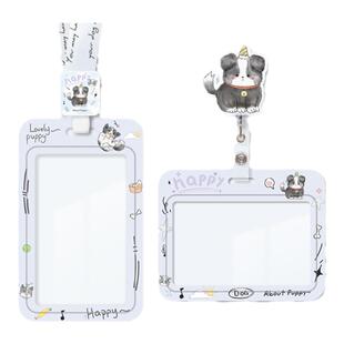 双面透明卡套横版工作证件套护士胸牌可伸缩易拉扣弹簧绳门禁卡地铁公交卡保护壳幼儿园接送卡医生工牌保护套