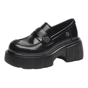 星期六官方法式气质小皮鞋女夏季新款高跟真皮乐福鞋粗跟单鞋