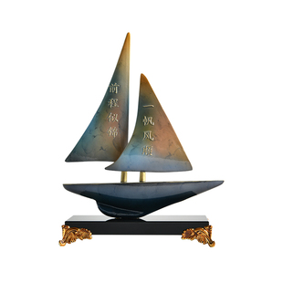 一帆风顺帆船摆件高级感客厅老板办公室领导升迁公司乔迁开业礼物