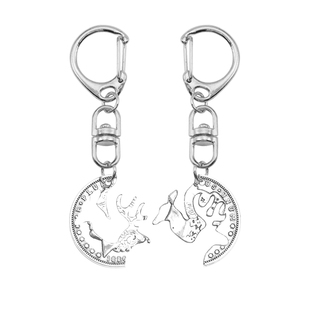 男女学生韩版简约个性圆形麋鹿拼图情侣钥匙扣书包挂件生日礼物潮