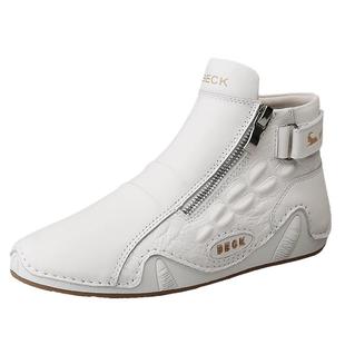 公羊运动高帮鞋子女2025新款马丁靴秋冬季加绒真皮小白鞋休闲短靴