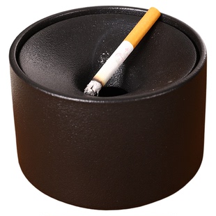 2025新款陶瓷烟灰缸高级感漏斗烟缸办公室大号带盖防飞灰高档烟盅